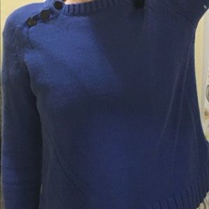 LOFT Blue Sweater w Button Detail